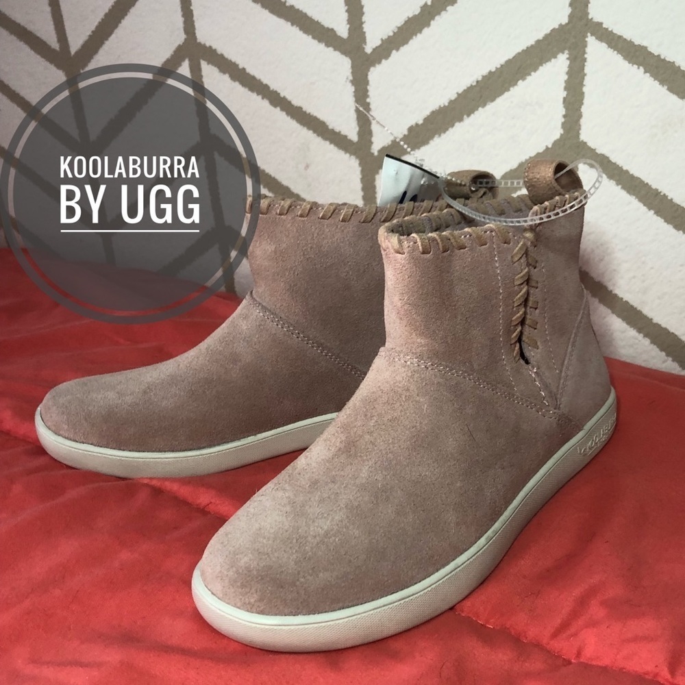 Koolaburra by Ugg Beige Mini Suede Dusty Rose Booties NWT